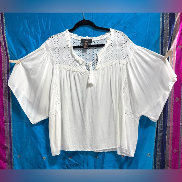 Rain White Eyelet Boho Peasant Top women’s size 3X - Picture 3 of 15